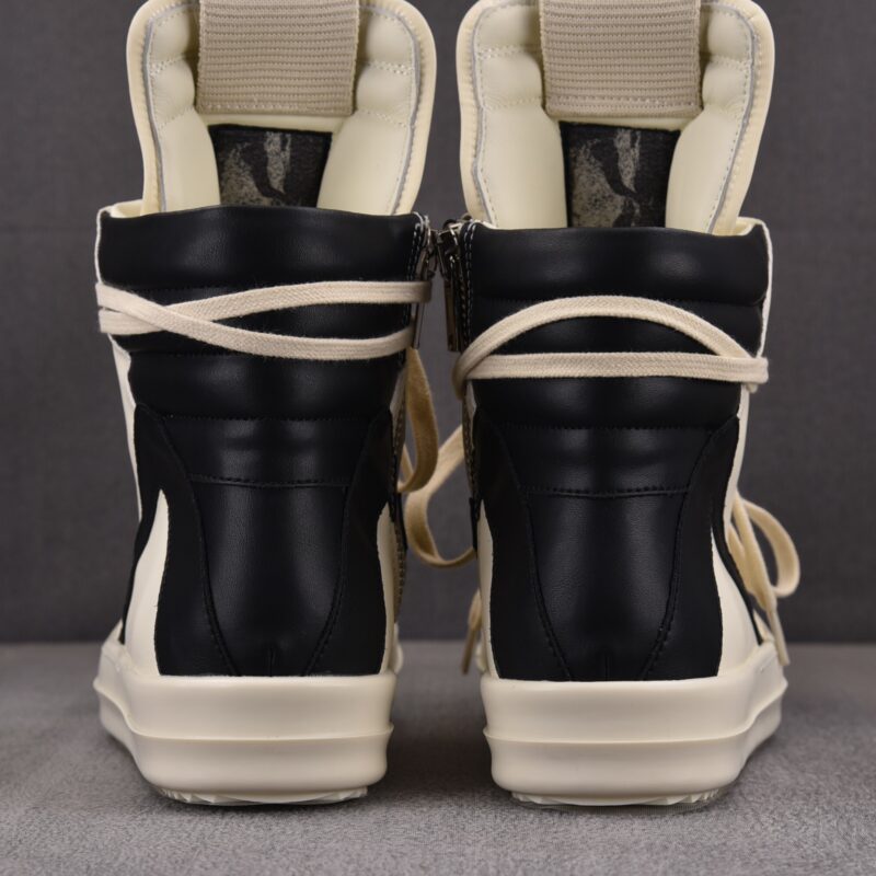 (BEST) Rick Owens Geobasket Leather 'MILK BLACK' Sneakers