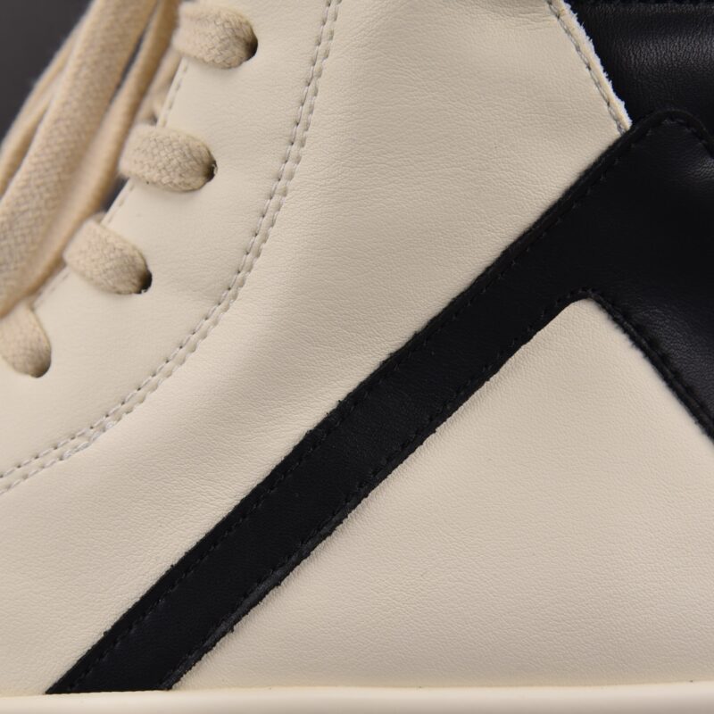 (BEST) Rick Owens Geobasket Leather 'MILK BLACK' Sneakers