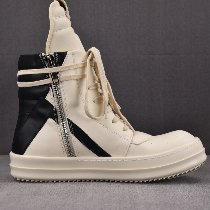(BEST) Rick Owens Geobasket Leather 'MILK BLACK' Sneakers