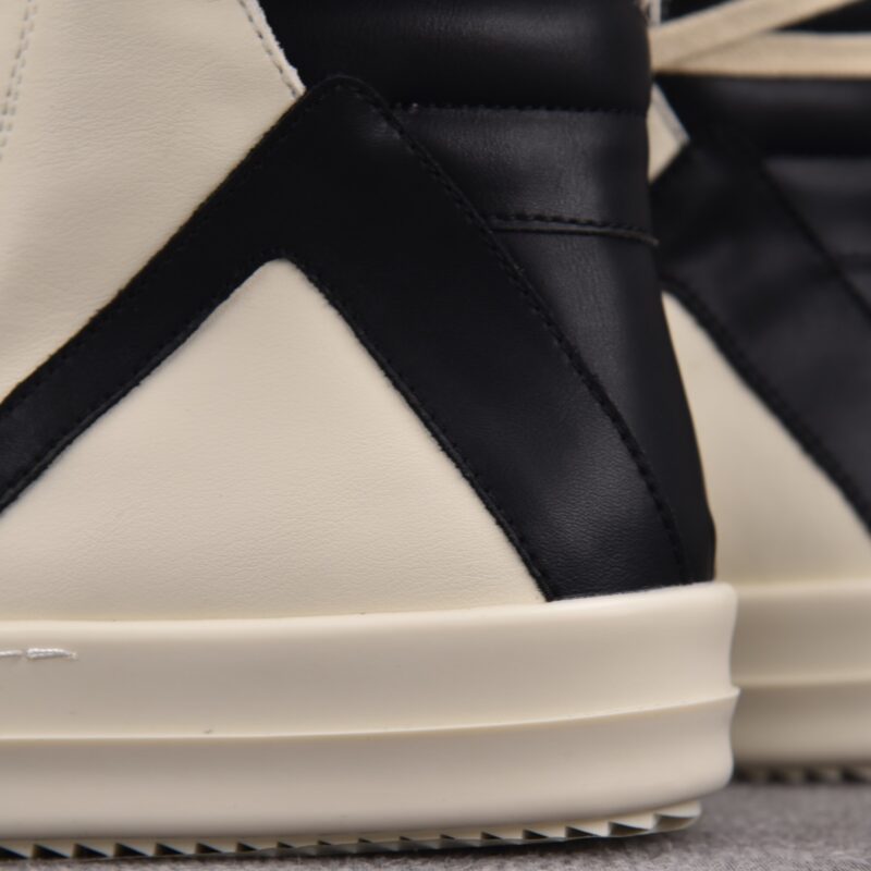 (BEST) Rick Owens Geobasket Leather 'MILK BLACK' Sneakers