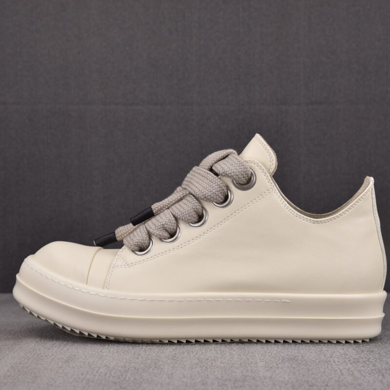 (BEST) Rick Owens Jumbo Laced Low Leather 'Milk' Sneakers