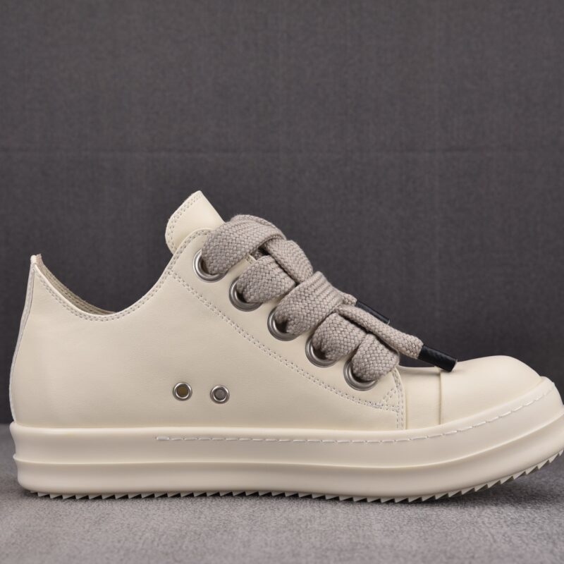 (BEST) Rick Owens Jumbo Laced Low Leather 'Milk' Sneakers