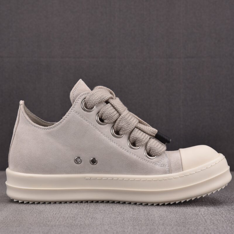 (BEST) Rick Owens Jumbo Laced Low Suede 'PEARL MILK' Sneakers