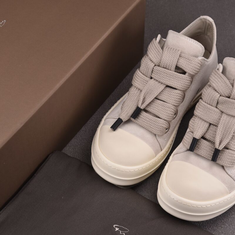 (BEST) Rick Owens Jumbo Laced Low Suede 'PEARL MILK' Sneakers