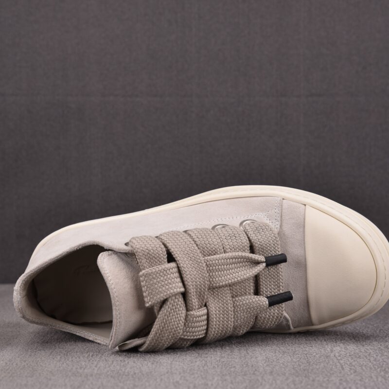 (BEST) Rick Owens Jumbo Laced Low Suede 'PEARL MILK' Sneakers
