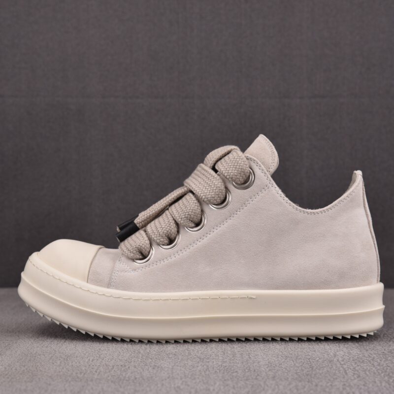 (BEST) Rick Owens Jumbo Laced Low Suede 'PEARL MILK' Sneakers