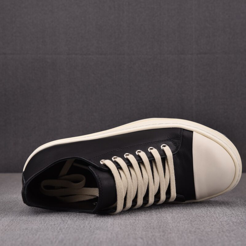 (BEST) Rick Owens Leather Low In Black Sneakers