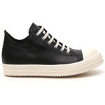 (BEST) Rick Owens Leather Low In Black Sneakers