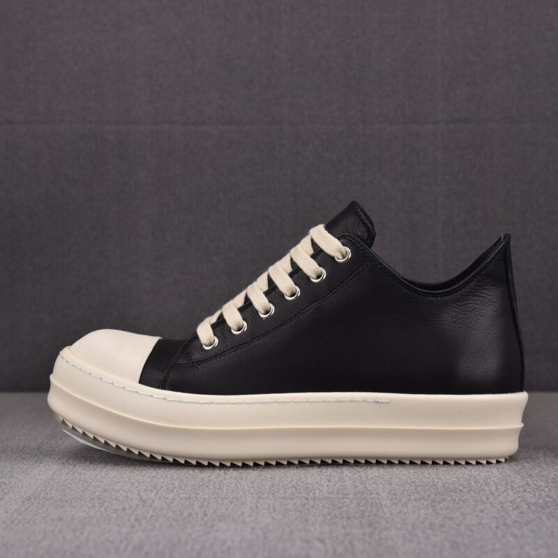(BEST) Rick Owens Leather Low In Black Sneakers