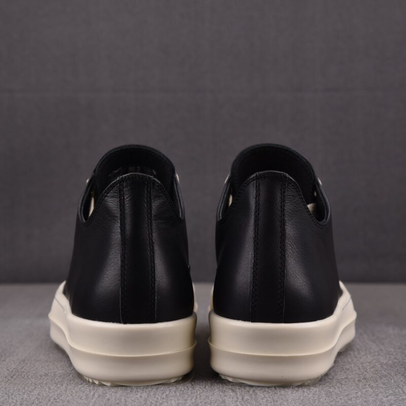 (BEST) Rick Owens Leather Low In Black Sneakers