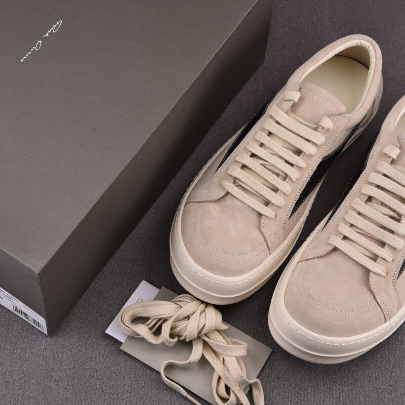 (BEST) Rick Owens Luxor Suede Vintage ‘Milk White Black’ Sneakers