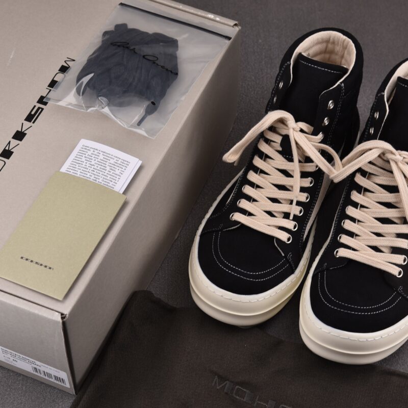 (BEST) Rick Owens Porterville DRKSHDW Vintage High Canvas 'Black Milk' Sneakers