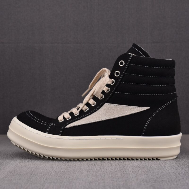 (BEST) Rick Owens Porterville DRKSHDW Vintage High Canvas 'Black Milk' Sneakers