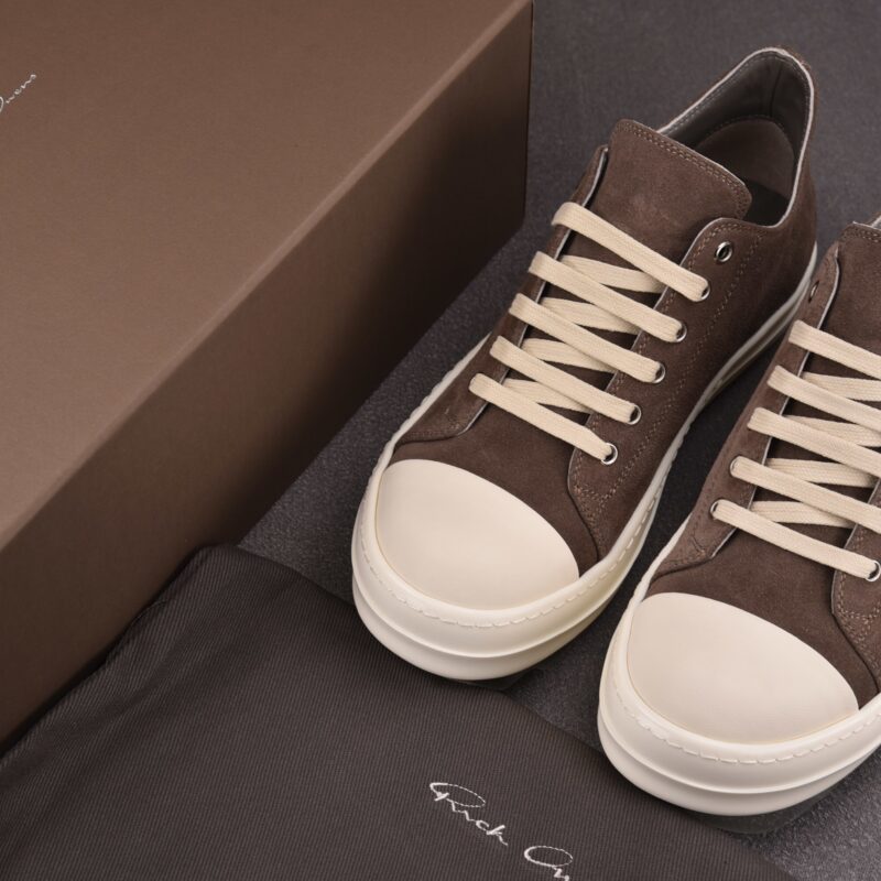 (BEST) Rick Owens Strobe Suede 'Brown' Sneakers