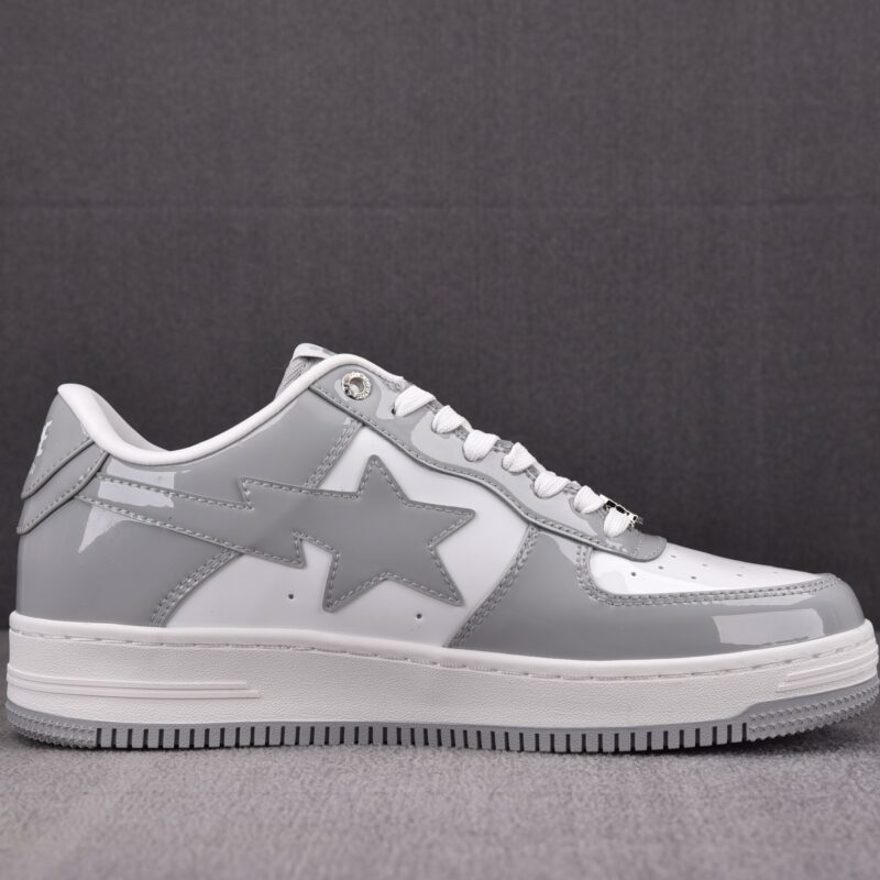 (BEST) A Bathing Ape Bape Sta Patent Leather 'WHITE GREY' (2023)