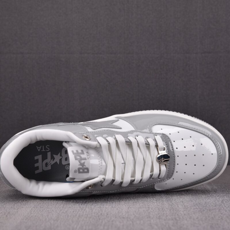 (BEST) A Bathing Ape Bape Sta Patent Leather 'WHITE GREY' (2023)