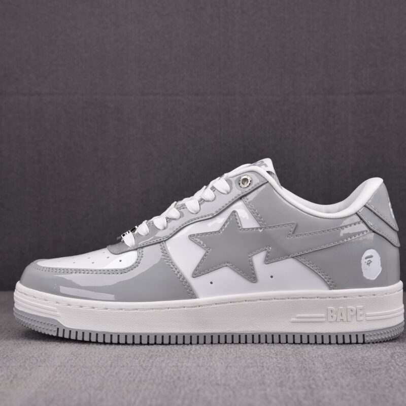 (BEST) A Bathing Ape Bape Sta Patent Leather 'WHITE GREY' (2023)