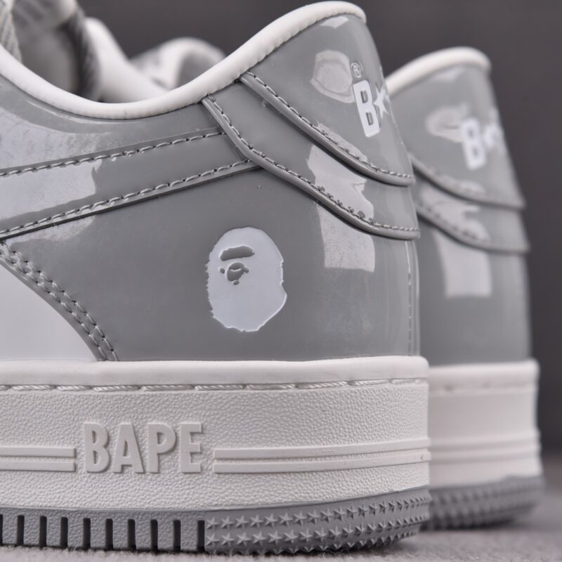 (BEST) A Bathing Ape Bape Sta Patent Leather 'WHITE GREY' (2023)