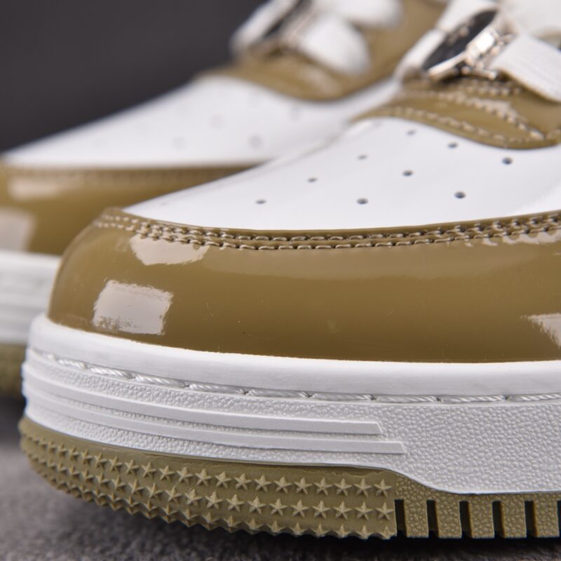(BEST) A Bathing Ape Bape Sta Patent Leather 'WHITE KHAKI' (2023)