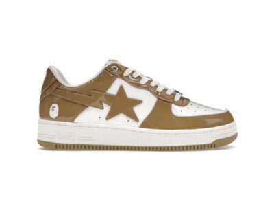 (BEST) A Bathing Ape Bape Sta Patent Leather 'WHITE KHAKI' (2023)
