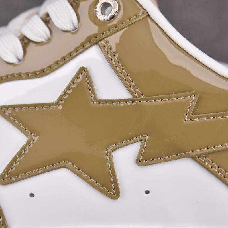 (BEST) A Bathing Ape Bape Sta Patent Leather 'WHITE KHAKI' (2023)