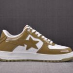 (BEST) A Bathing Ape Bape Sta Patent Leather 'WHITE KHAKI' (2023)