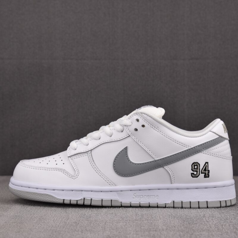 (BEST) Nike SB Dunk Low Supreme 94 'WHITE METALLIC SILVER'