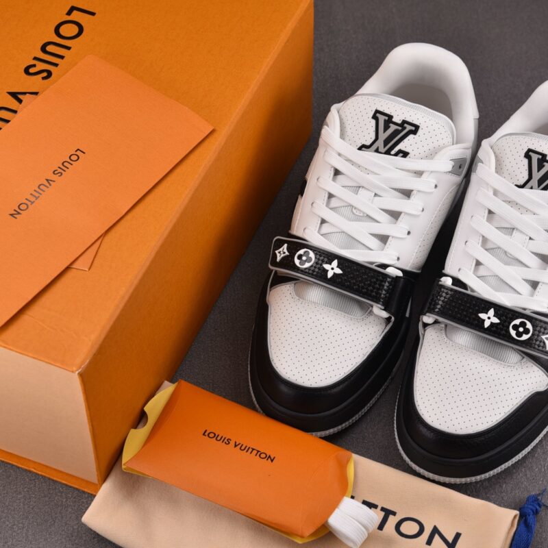 (BEST) Louis Vuitton LV Trainer Perforated Calf Leather 'BLACK'