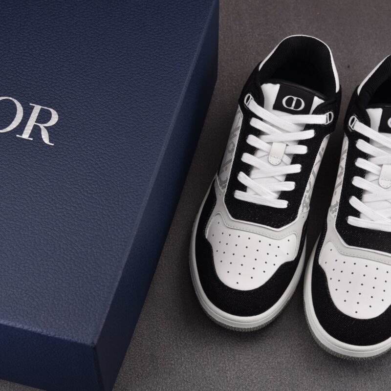 (BEST) B27 Low Sneakers Black Denim & White Dior Oblique Galaxy Leather