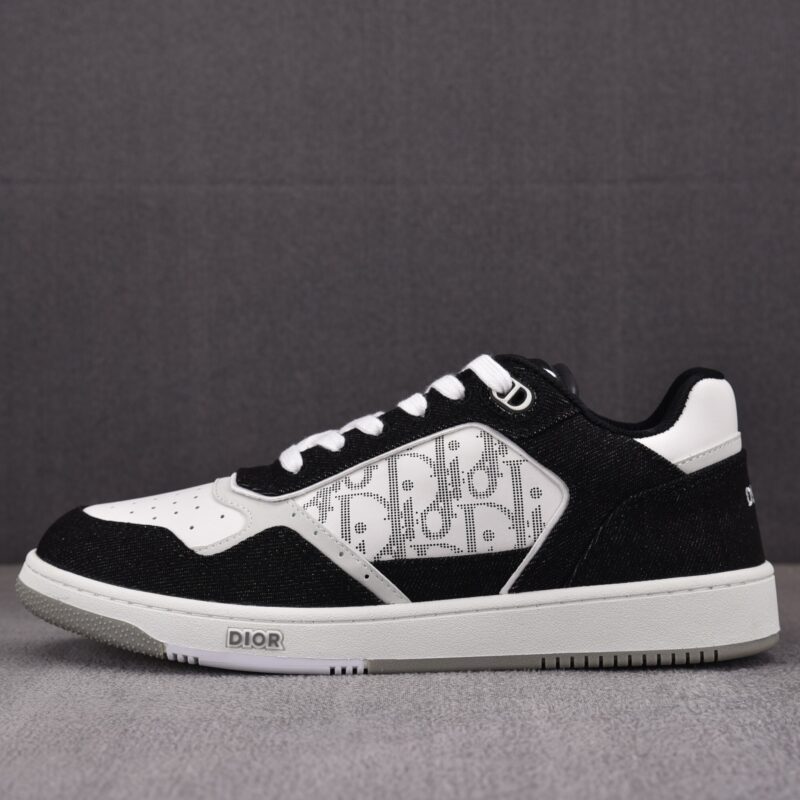 (BEST) B27 Low Sneakers Black Denim & White Dior Oblique Galaxy Leather