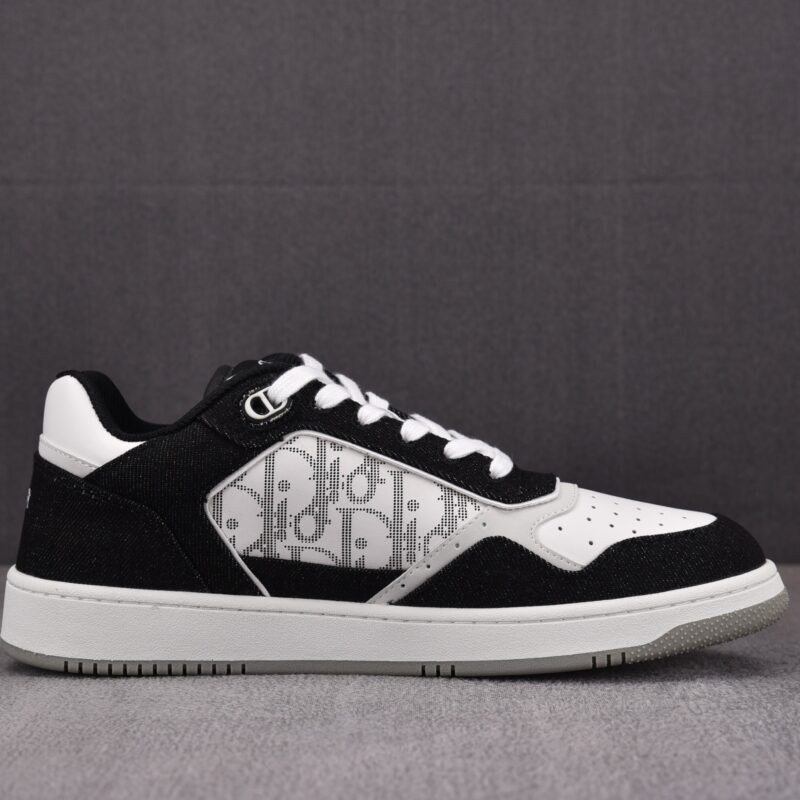 (BEST) B27 Low Sneakers Black Denim & White Dior Oblique Galaxy Leather