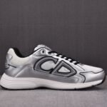 (BEST) Dior B30 White Mesh Silver-Tone Metallic Calfskin