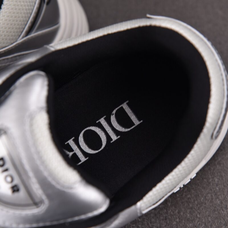 (BEST) Dior B30 White Mesh Silver-Tone Metallic Calfskin