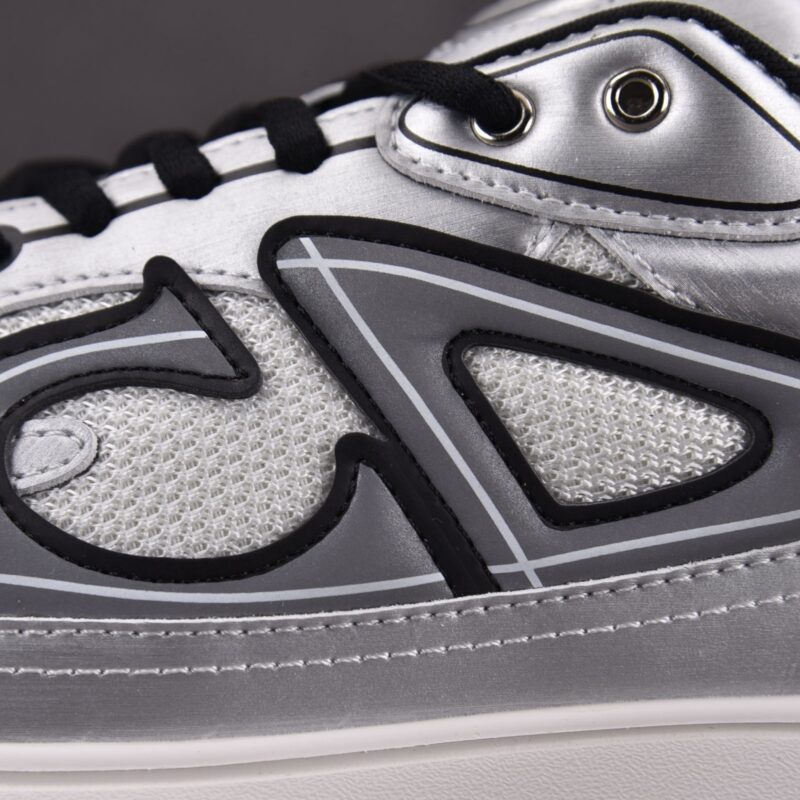 (BEST) Dior B30 White Mesh Silver-Tone Metallic Calfskin
