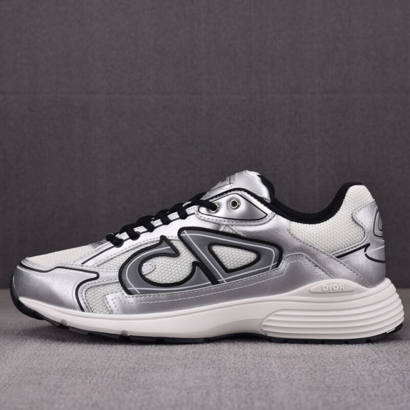 (BEST) Dior B30 White Mesh Silver-Tone Metallic Calfskin