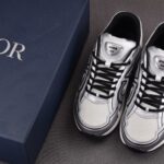 (BEST) Dior B30 White Mesh Silver-Tone Metallic Calfskin