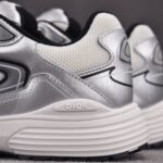 (BEST) Dior B30 White Mesh Silver-Tone Metallic Calfskin