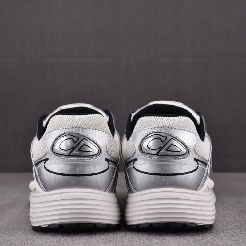 (BEST) Dior B30 White Mesh Silver-Tone Metallic Calfskin