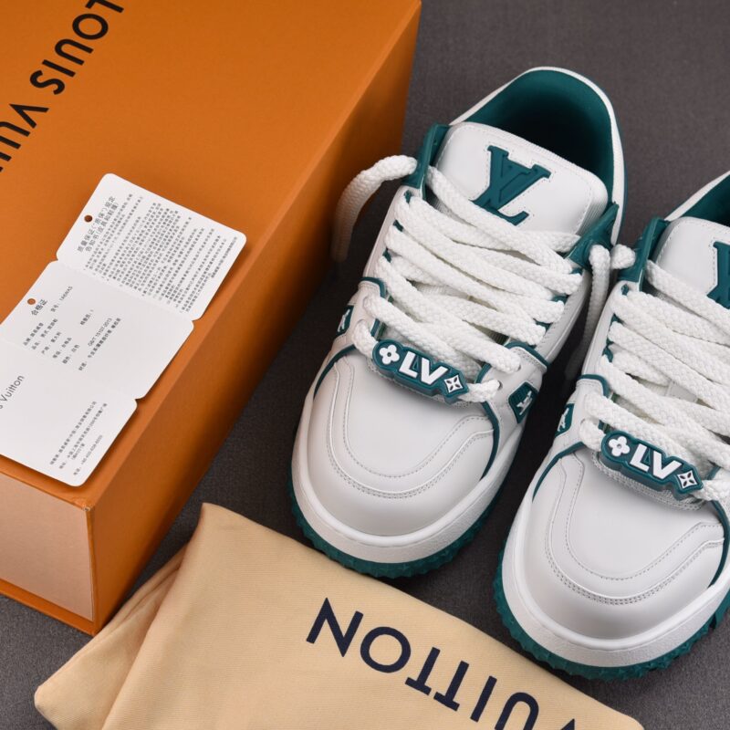 (BEST) Louis Vuitton LV Trainer Maxi Calf Leather 'WHITE GREEN'
