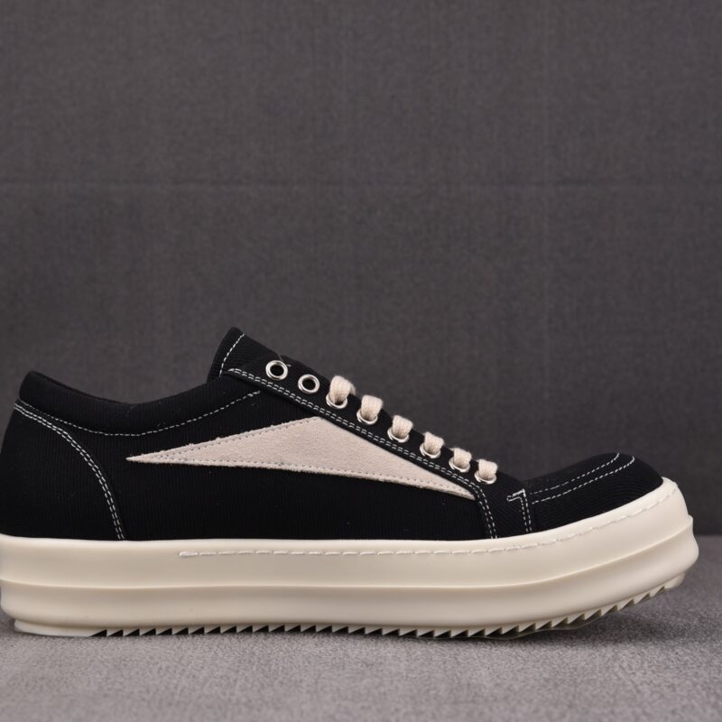 (BEST) Rick Owens Canvas Vintage ‘BLACK MILK WHITE’ Sneakers