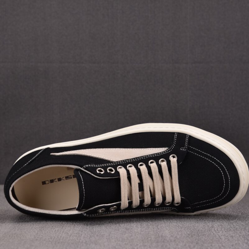 (BEST) Rick Owens Canvas Vintage ‘BLACK MILK WHITE’ Sneakers