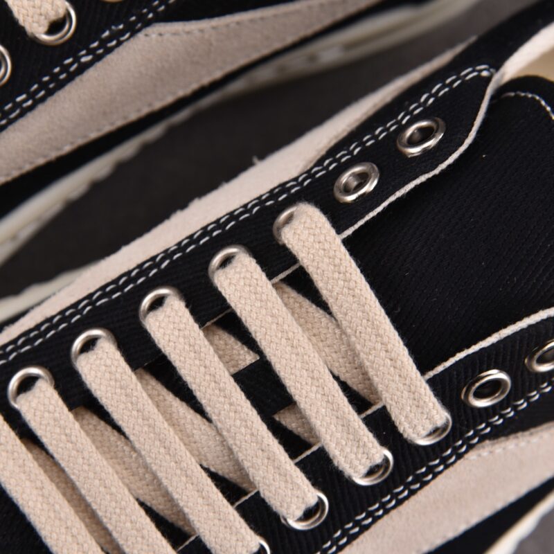 (BEST) Rick Owens Canvas Vintage ‘BLACK MILK WHITE’ Sneakers