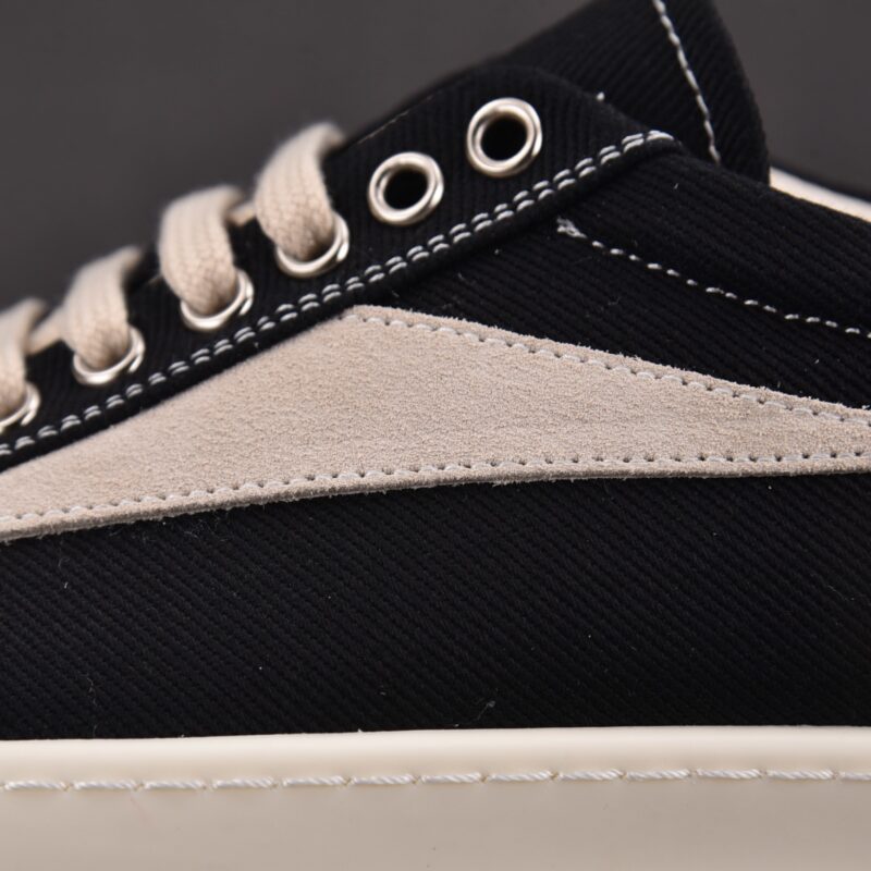 (BEST) Rick Owens Canvas Vintage ‘BLACK MILK WHITE’ Sneakers