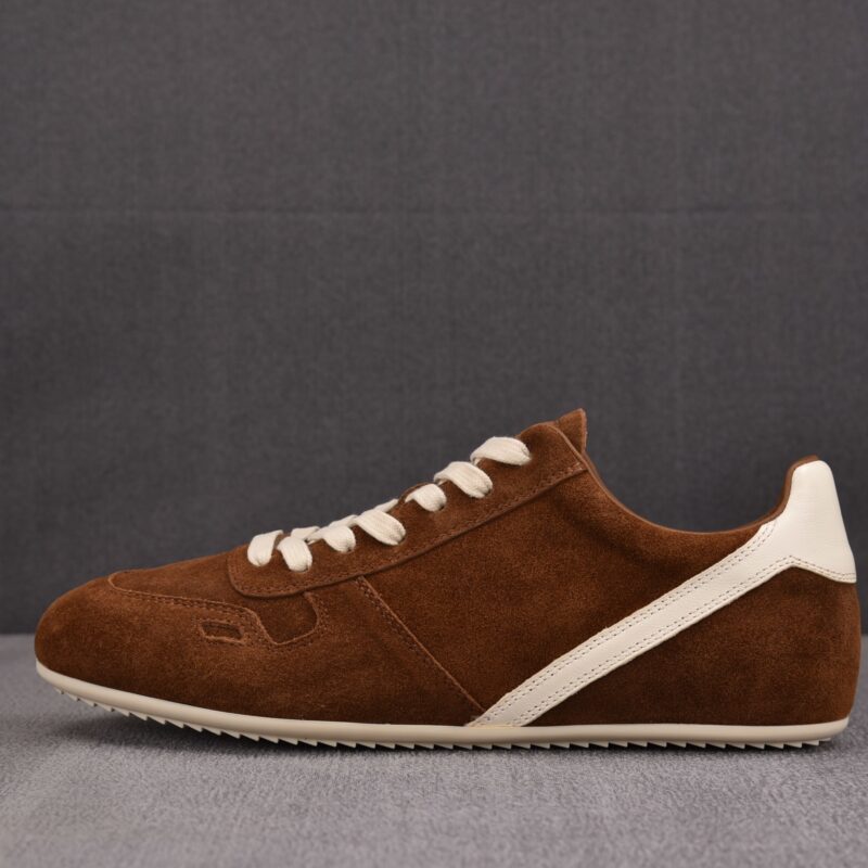 (BEST) Rick Owens Minimal Sneak Suede Leather Panel Sneakers 'BROWN'