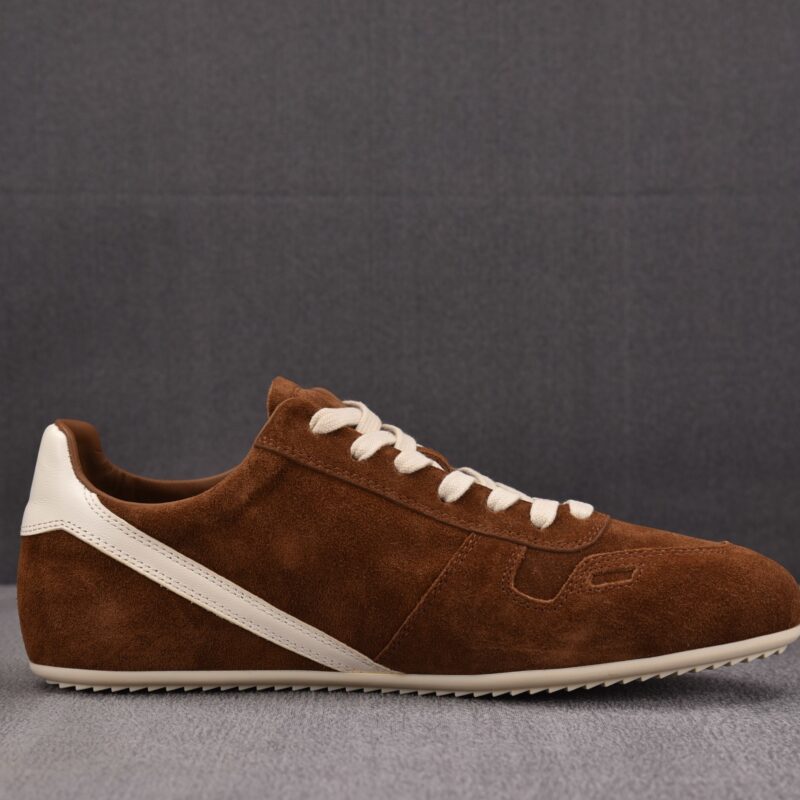 (BEST) Rick Owens Minimal Sneak Suede Leather Panel Sneakers 'BROWN'