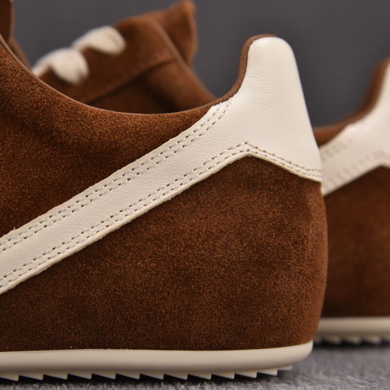 (BEST) Rick Owens Minimal Sneak Suede Leather Panel Sneakers 'BROWN'