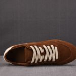 (BEST) Rick Owens Minimal Sneak Suede Leather Panel Sneakers 'BROWN'