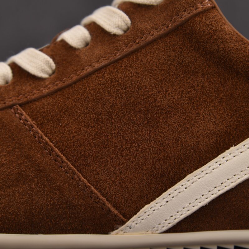 (BEST) Rick Owens Minimal Sneak Suede Leather Panel Sneakers 'BROWN'