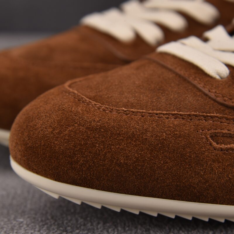 (BEST) Rick Owens Minimal Sneak Suede Leather Panel Sneakers 'BROWN'