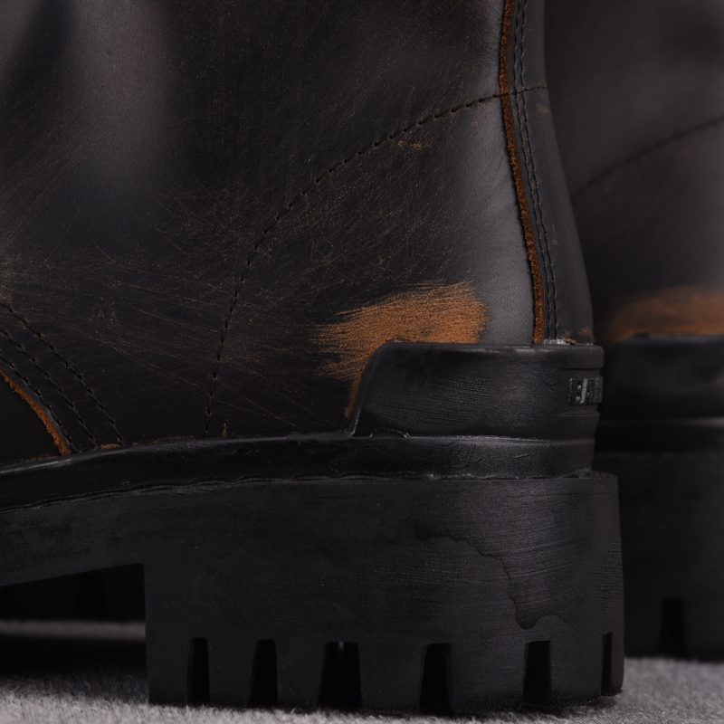 (BEST) Balenciaga Black & Brown Strike Lace-Up Boots Black Brown